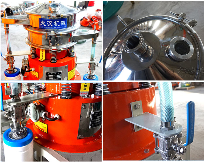 氣體保護振動篩結構分出料口，進料口，排氣管等