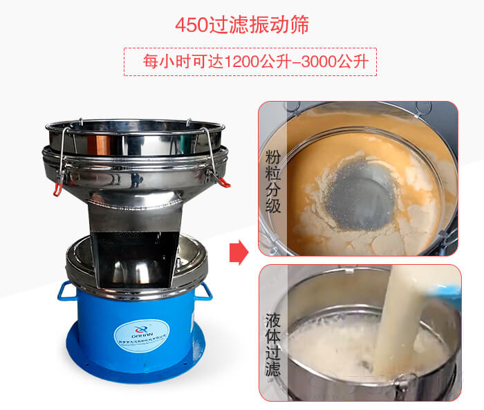 450過濾振動篩粉狀，液體物料篩分過濾展示圖